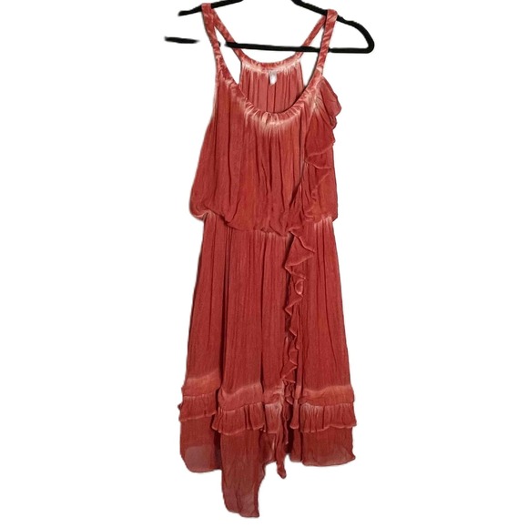 Free People Aphrodite Womens Orange Tie Dye Asymmetrical Boho Ruffle Dress XS - Picture 9 of 9